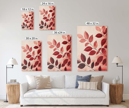 Leaves In Autumn, Red Burgundy Hues, Contemporary Leaves