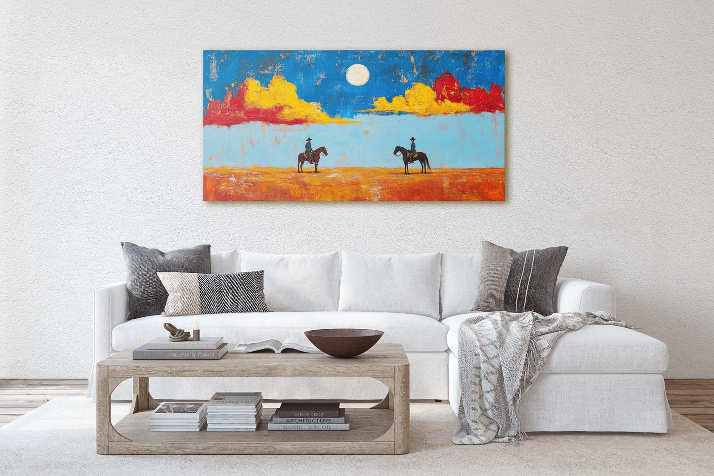 Meeting at High Noon, Cowboy Art, Old West, Frontier Art