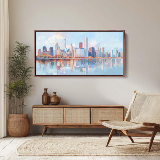City Skyline Print, Urban City, Waterfront Buildings