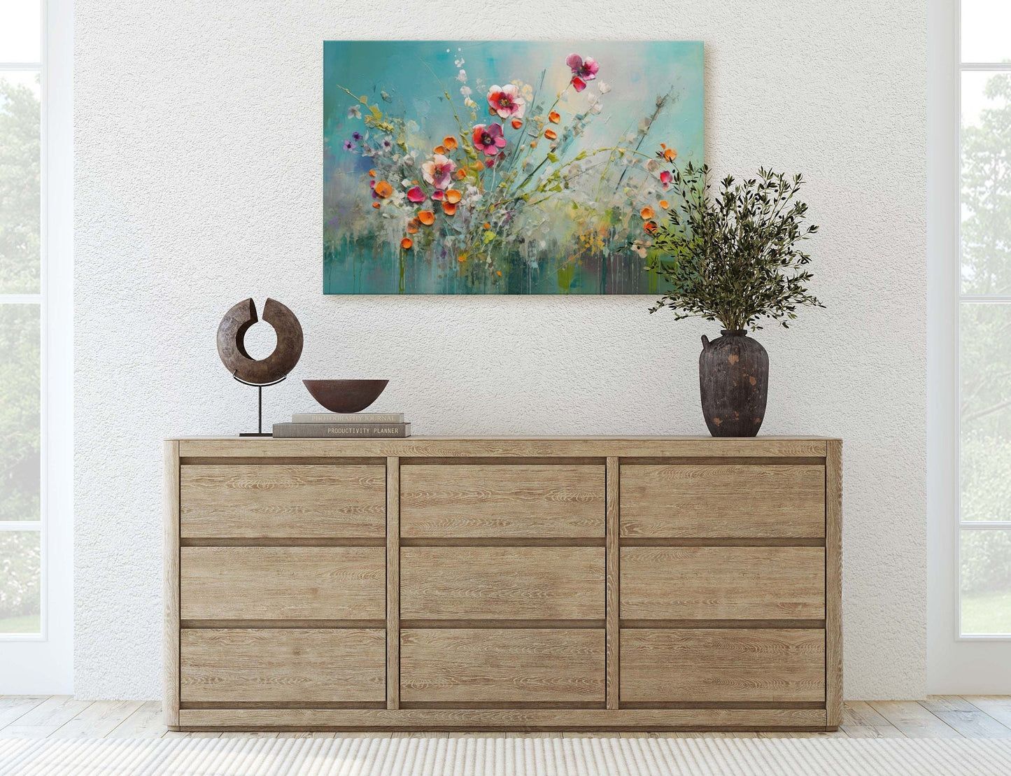 WIldflower on Canvas, Spring time, abstract print, Floral Decor, Botanical Art, Flower Painting, Dining Room Art, Living Room, Office Art