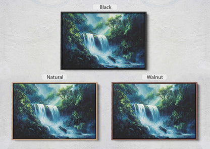 Waterfall Painting, Nature painting, Rushing waterfall, Mountain River, Mountain Lake