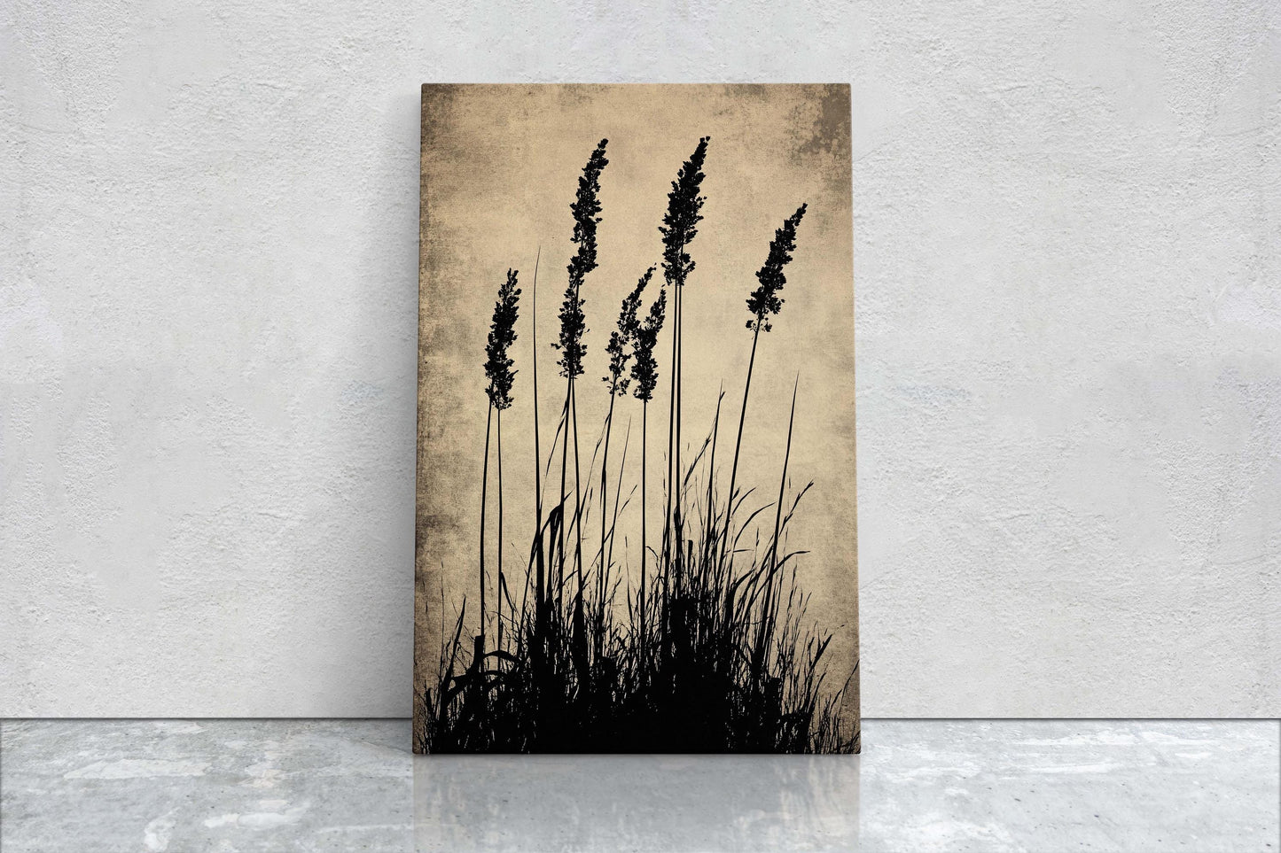 Wildgrass Painting, Silhouette Art, Black and White, Tall Grass