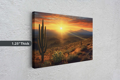 Desert Sunrise on Canvas, Subdued Desert, Landscape Realistic, Realism Painting, Dramatic Sand, Cactus Sunrise, Evening Art, Nature Painting