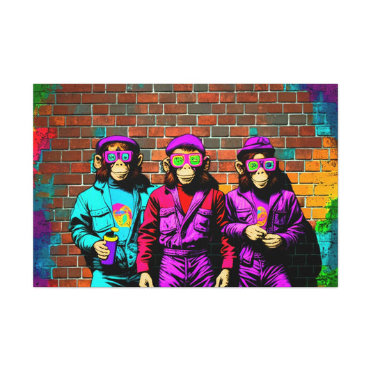 Street Monkey Canvas Art Ready To Hang Large Print, Man Cave, Video Game, Colorful, Pop art
