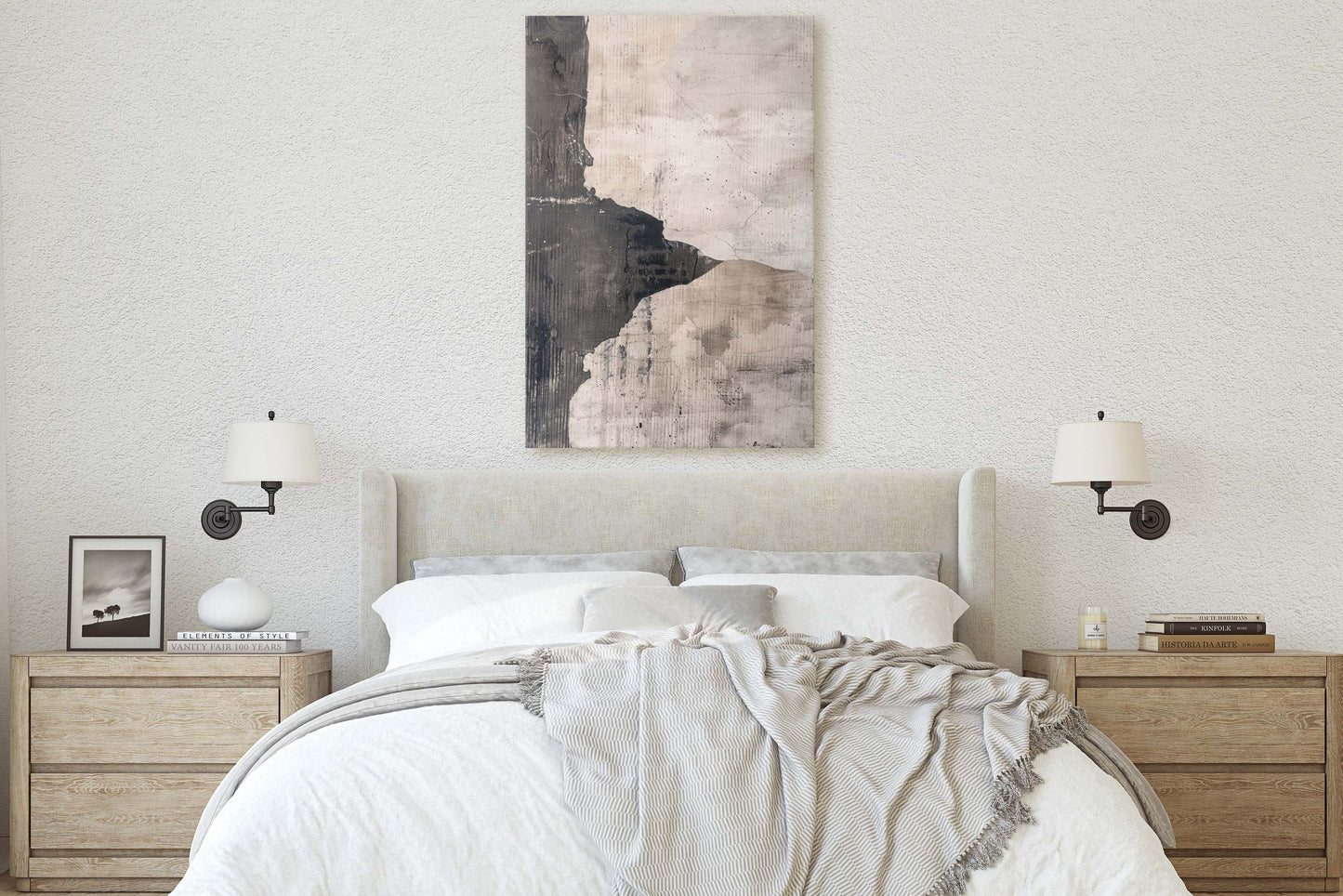 Wabi Sabi Artwork, Minimalist Texture, Neutral Tones, Black and White, Extra Large Print, Framed Canvas, Abstract, Texture