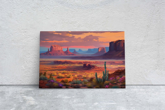 Sunset Desert, Landscape Painting, Southwest Decor, Pink Purple Blue Orange, Cactus Painting, Arizona Art, Calming Art