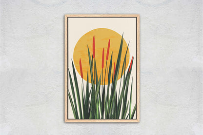 Afternoon Cat Tails, Summer Grass, Living Room Art