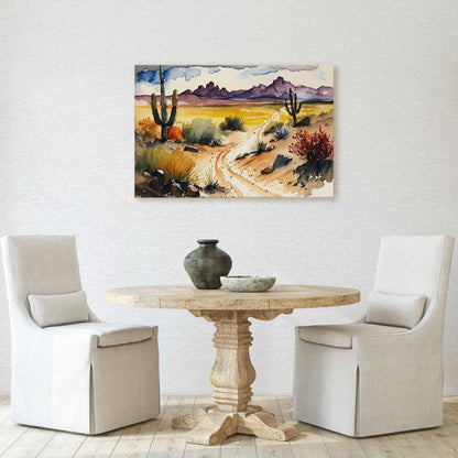 Watercolor Desert Canvas Art Ready To Hang Large Print, Landscape