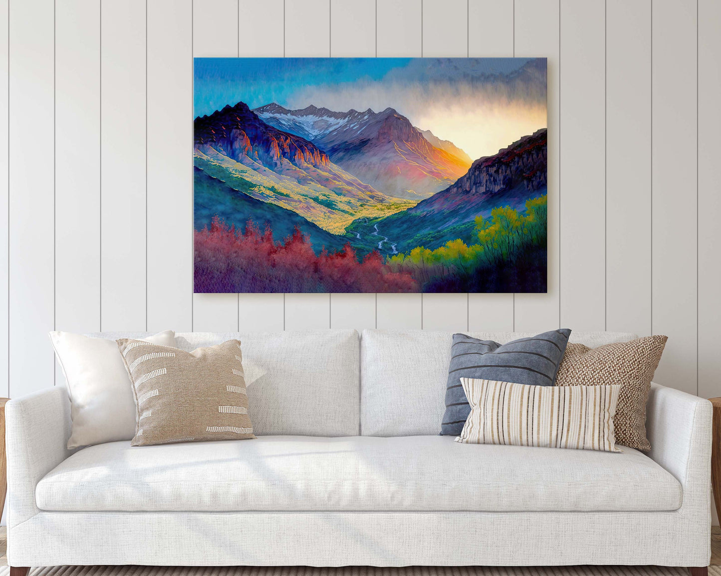 Telluride Colorado Art Ready To Hang Large Print, Oil Painting, Landscape, Mountains, Natural Beauty, Colorful