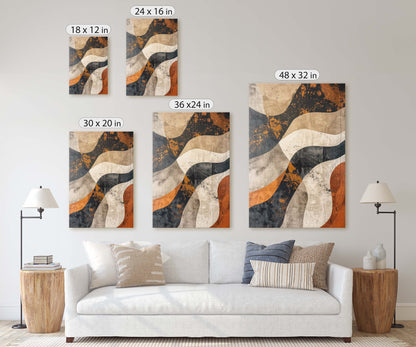 Wabi Sabi Artwork, Minimalist Lines, Neutral Tones, Brown Earth, Extra Large Print, Framed Canvas, Abstract, Texture