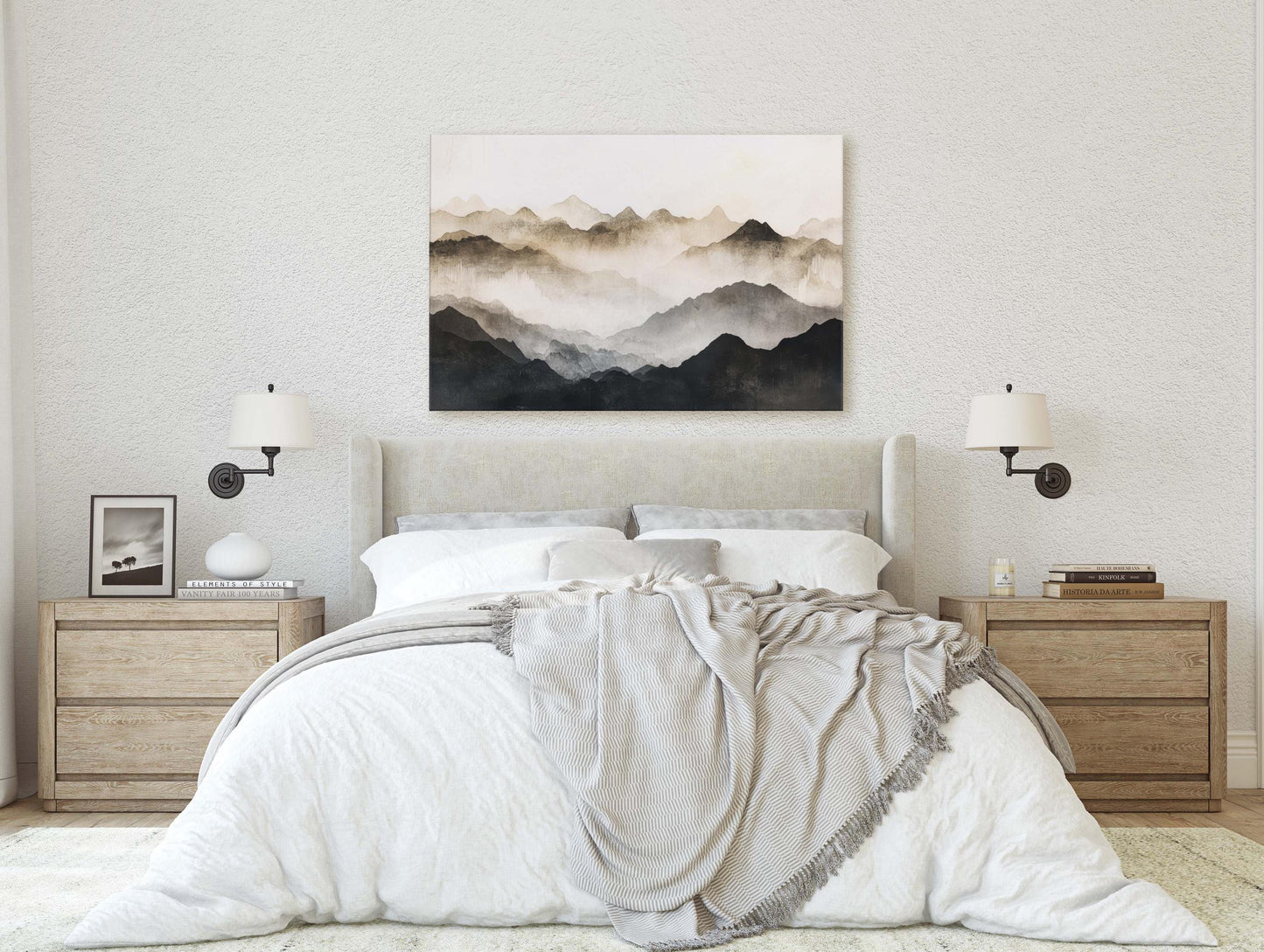 Foggy Mountain Art, Misty Mountains, Nature Painting
