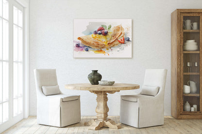 Crepes, French Pastry, Ready To Hang, Large Print, Watercolor Painting, Dining Room, Kitchen Art, Restaurant Art, Bakery, Breakfast Art