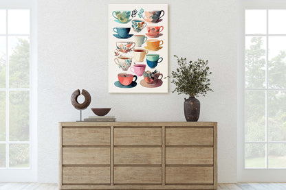 Mug Art, Coffee Mugs, Tea Cups, Kitchen Decor, Cafe Art, Barista Decor, Coffee House, Dining Room, Latte, Espresso, Large Print