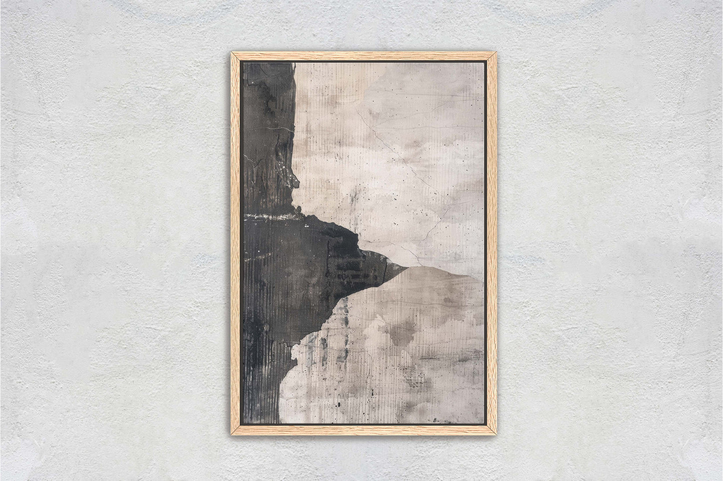 Wabi Sabi Artwork, Minimalist Texture, Neutral Tones, Black and White, Extra Large Print, Framed Canvas, Abstract, Texture