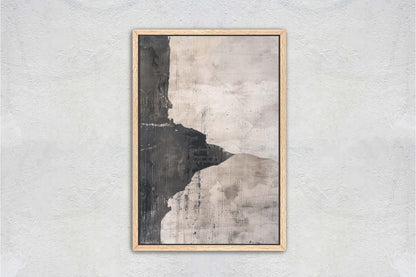 Wabi Sabi Artwork, Minimalist Texture, Neutral Tones, Black and White, Extra Large Print, Framed Canvas, Abstract, Texture