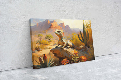Lizard Desert, Iguana Decor, Reptile Print, Desert Decor, Southwestern Art, Desert Landscape, Ready to Hang