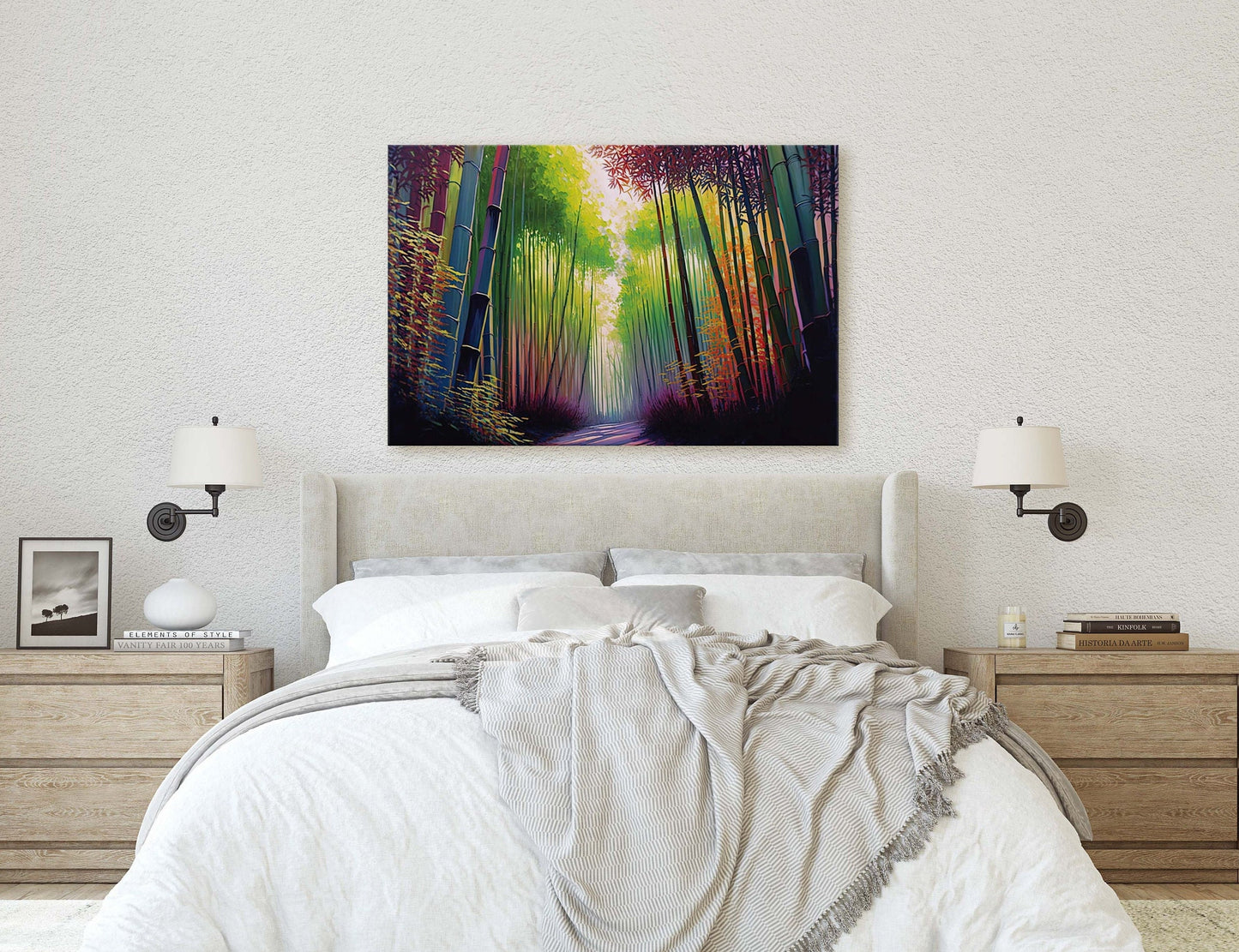 Arashiyama Bamboo Grove, Sagano Bamboo Forest,Canvas Art, Large Print, Painting, Landscape, Colorful