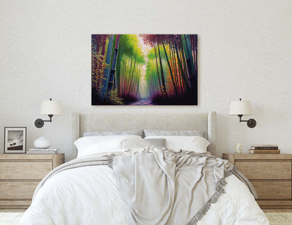 Arashiyama Bamboo Grove, Sagano Bamboo Forest,Canvas Art, Large Print, Painting, Landscape, Colorful