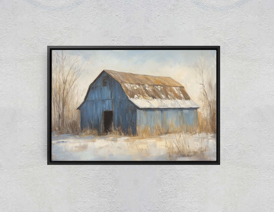Blue Barn Painting, Farm Barn Decor, Barncore, Cottagecore