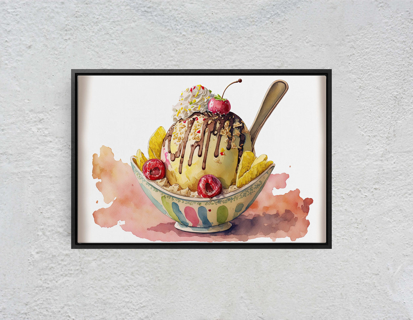 Ice Cream Sundae, Gelato Decor, Dessert Art, Kitchen Wall Art, Dining Room Art Ready To Hang, Large Print, Restaurant Print