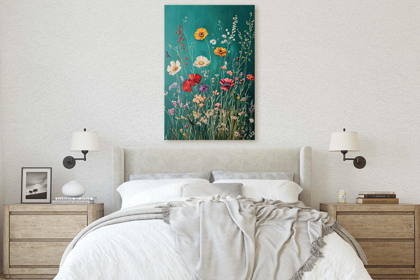 Spring Wildflowers, Green Decor, Flower print