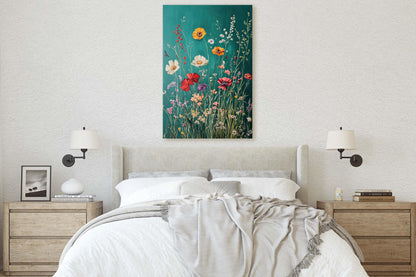 Spring Wildflowers, Green Decor, Flower print