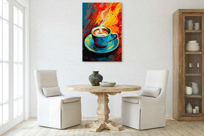 Coffee Art, Latte Painting, Pop Art, Modern Contemporary, Colorful Vivid, Abstract Representative, Framed Canvas, Large Art print