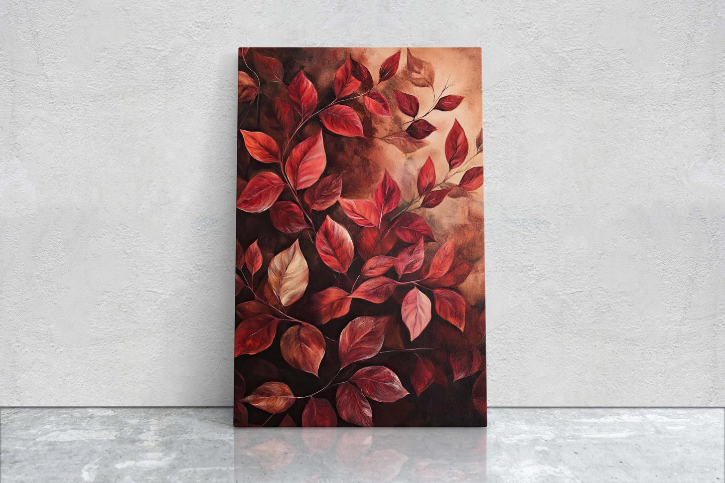 Leaves In Autumn, Red Burgundy Hues, Contemporary Leaves