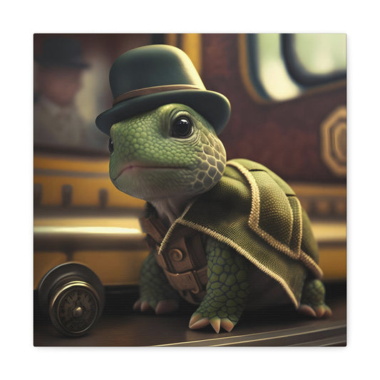 Turtle Top Hat Stretched Canvas Art