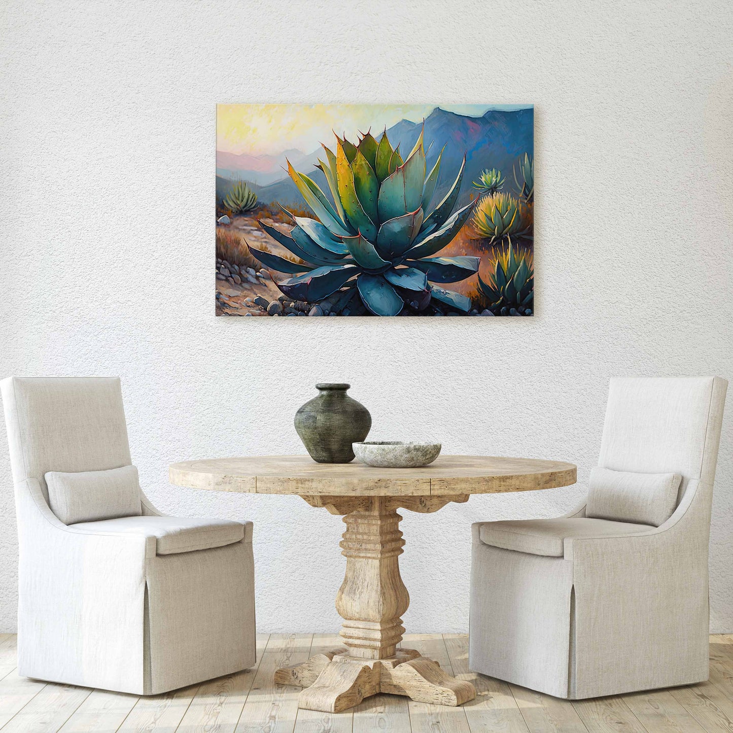 Agave Desert Canvas Art Ready To Hang Large Print, Oil Painting, Landscape