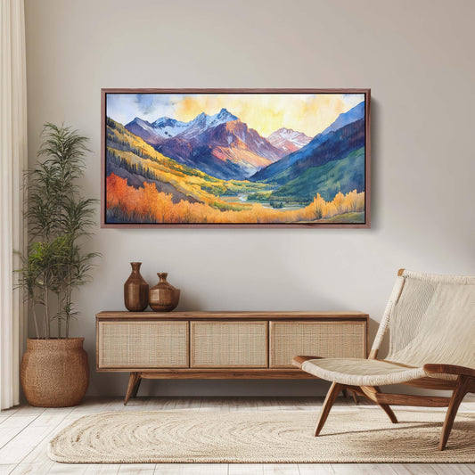 Telluride Colorado, Fall Mountains, Vibrant Landscape, Framed Canvas, Extra Large Print