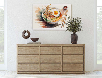 Ramen Watercolor, Japanese Food, Restaurant Art, Asian Cuisine, Dining Room, Kitchen Decor, Food Art, Ramen