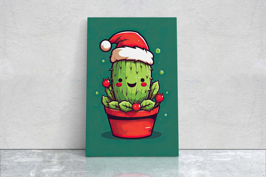 Christmas Cactus, Cute Cactus, Cute Christmas Decor, Illustration, Southwester, Chibi Style, Cartoon Cactus