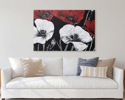 Red White Poppies, Poppy Flowers, Poppies Painting