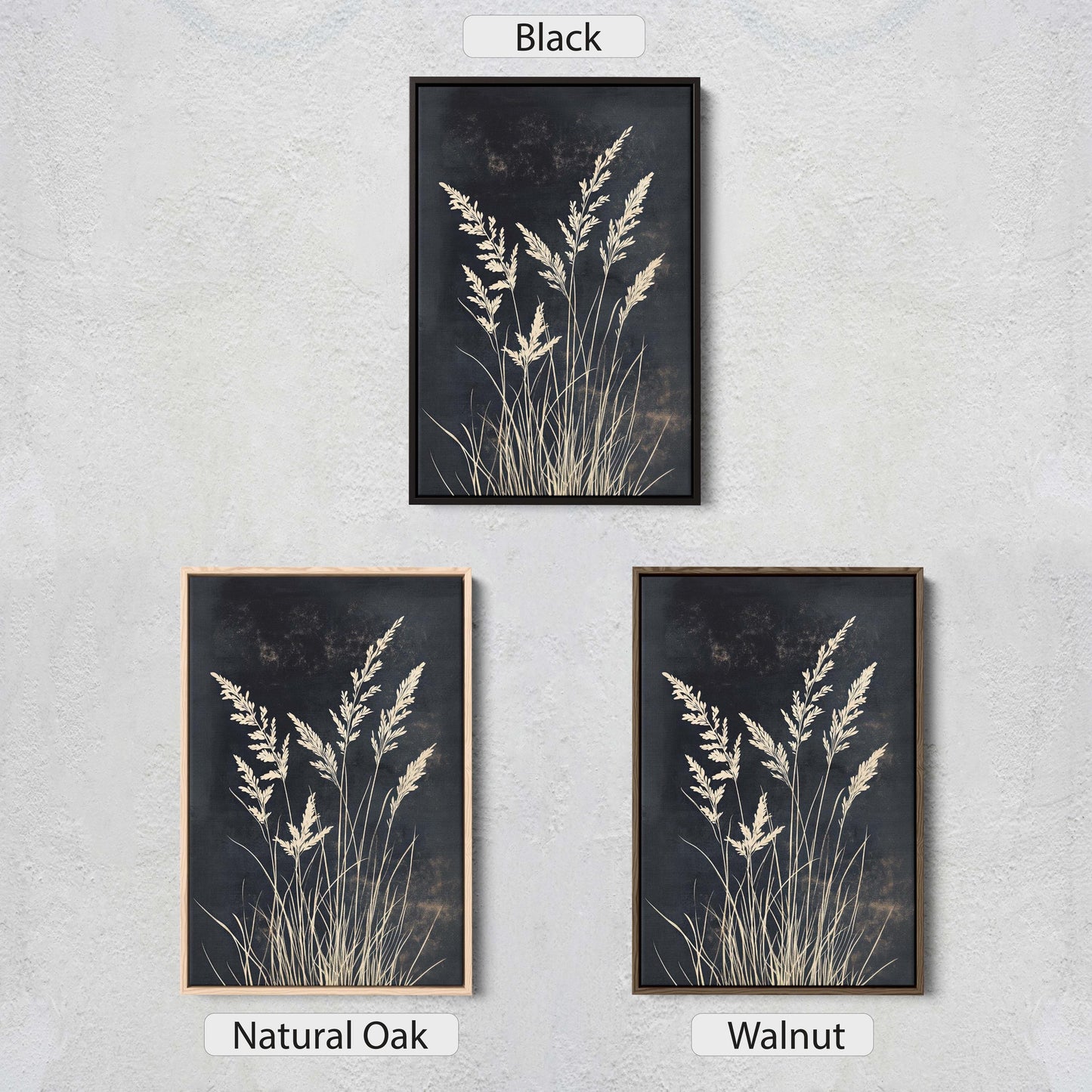 Wildgrass Painting, Silhouette Art, Black and White, Tall Grass