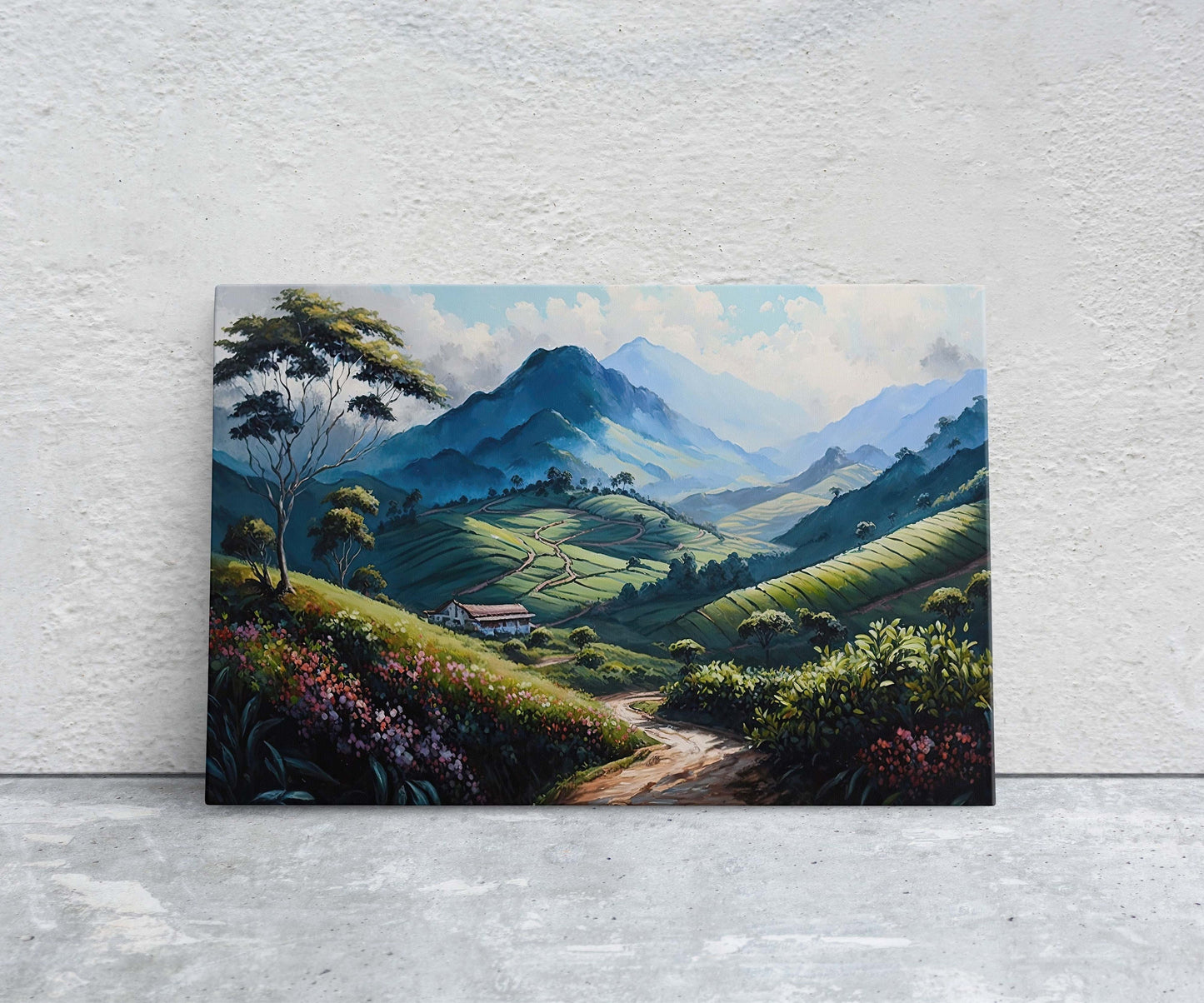 Cameron Highlands Malaysia,  Flowers Canvas Art Ready To Hang Large Print, Oil Painting, Landscape