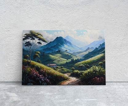 Cameron Highlands Malaysia,  Flowers Canvas Art Ready To Hang Large Print, Oil Painting, Landscape