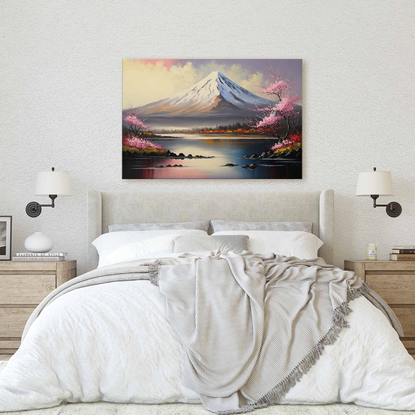 Mount Fuji Canvas Art Ready To Hang Large Print, Oil Painting, Landscape