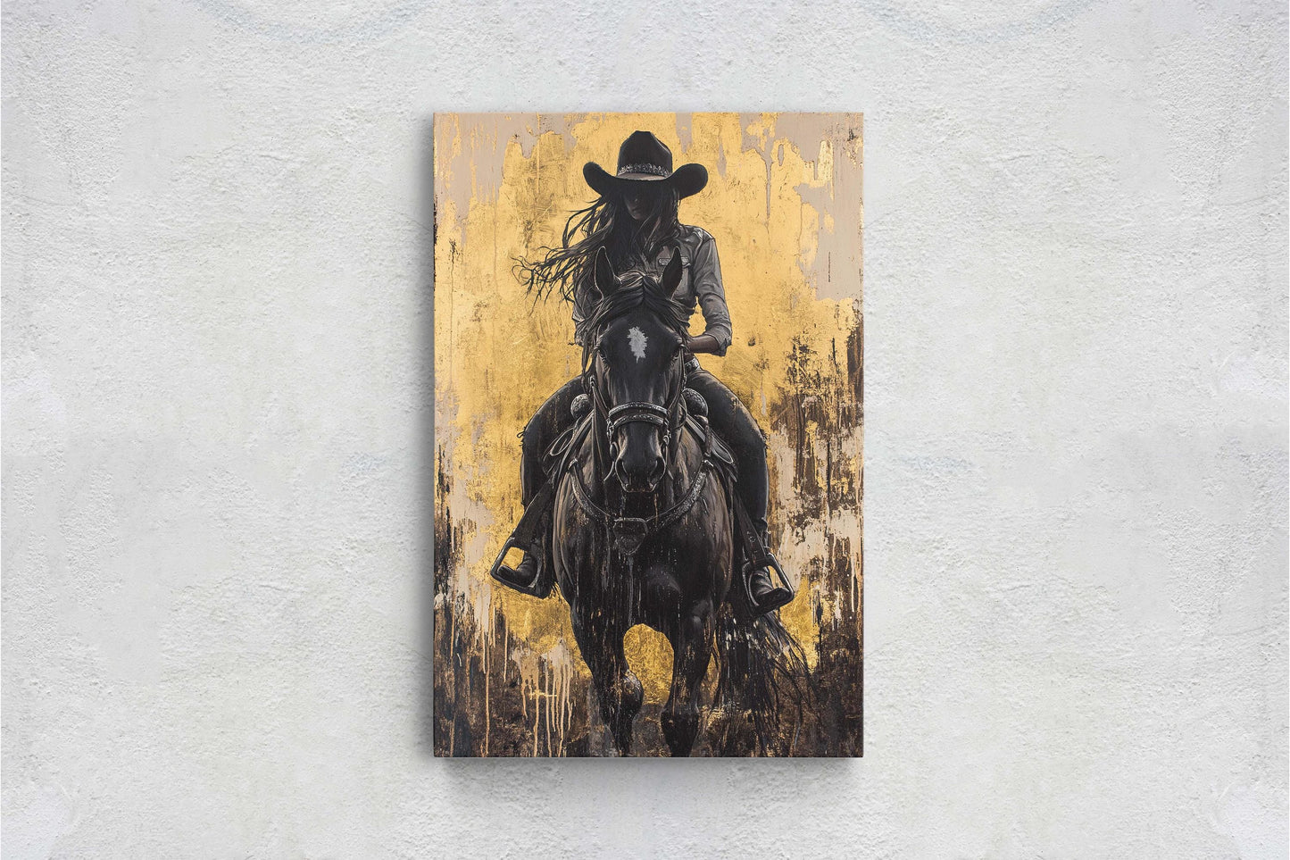 Cowgirl Painting, Woman Riding Horse, Western Art, Rodeo Decor