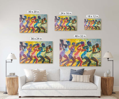Women Track, Running Painting, Pointillism, Womens Sports, Girls Sports, Track and Field, Athlete Art, Sports Decor