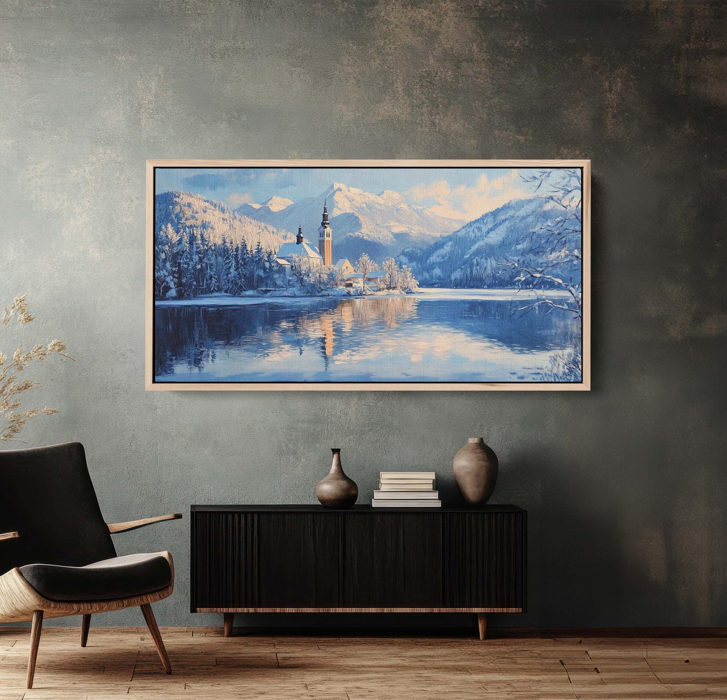 Lake Bled Painting, Slovenia Art, Landscape Painting, Nature Art