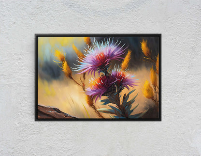 Savanna Blazing Star, Pink Wildflowers, Flowers Canvas Art, Ready To Hang, Large Print, Painting Landscape