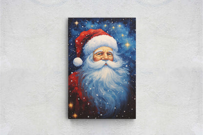 Santa Painting, Christmas Decor, Xmas Painting, Festive Painting, Winter Art, Framed Canvas, Santa Print