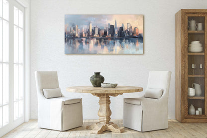 City Skyline Print, Urban City, Waterfront Buildings