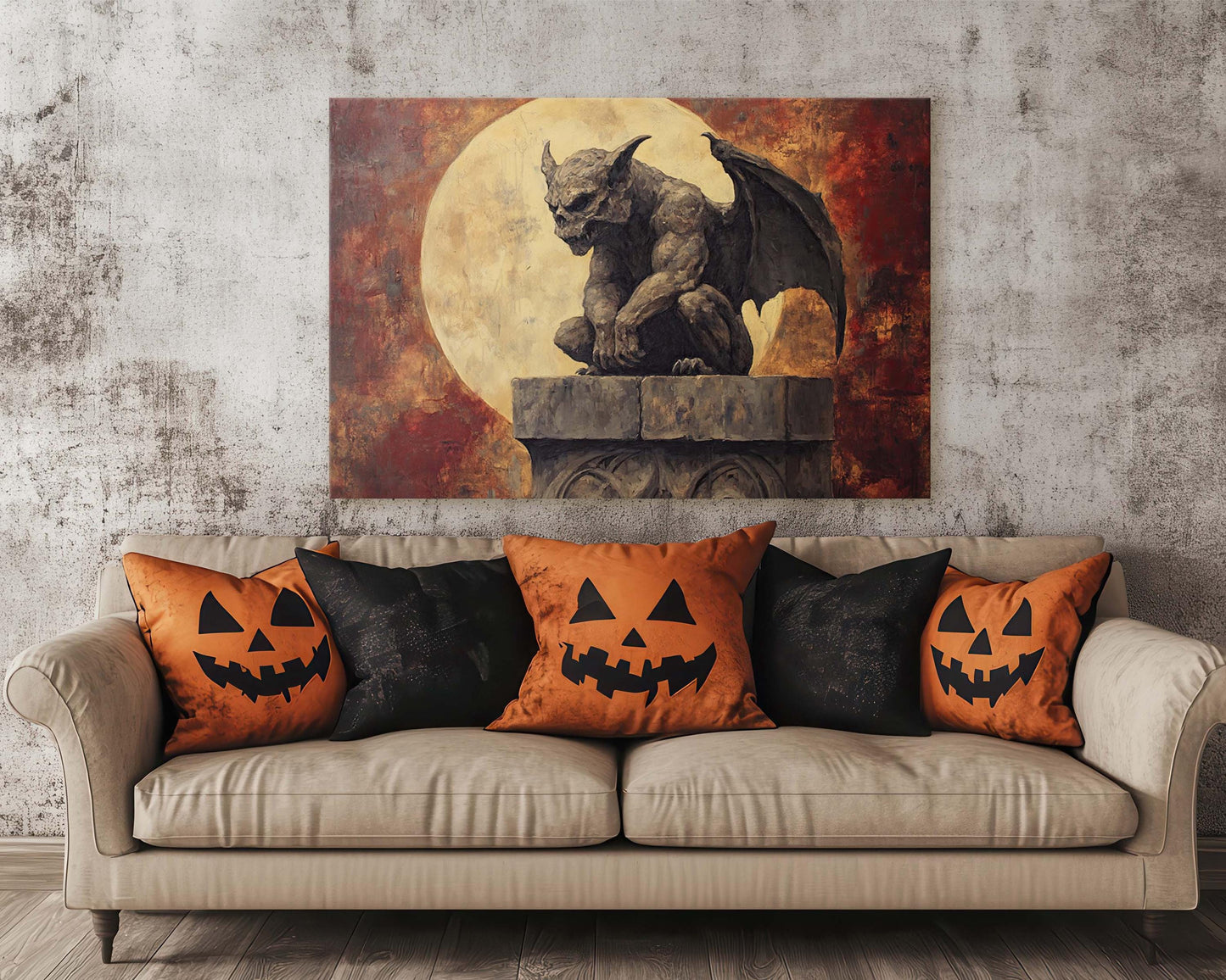 Gargoyle Night, Moon Gargoyle, Full Moon, Creepy Art, Gothic Halloween, Dark Academia, Dark Arts