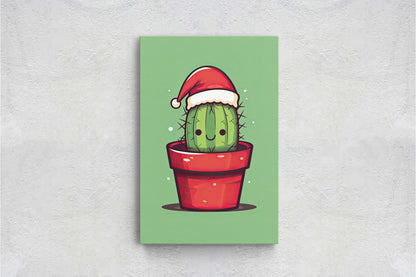 Christmas Cactus, Cute Cactus, Cute Christmas Decor, Illustration, Southwester, Chibi Style, Cartoon Cactus