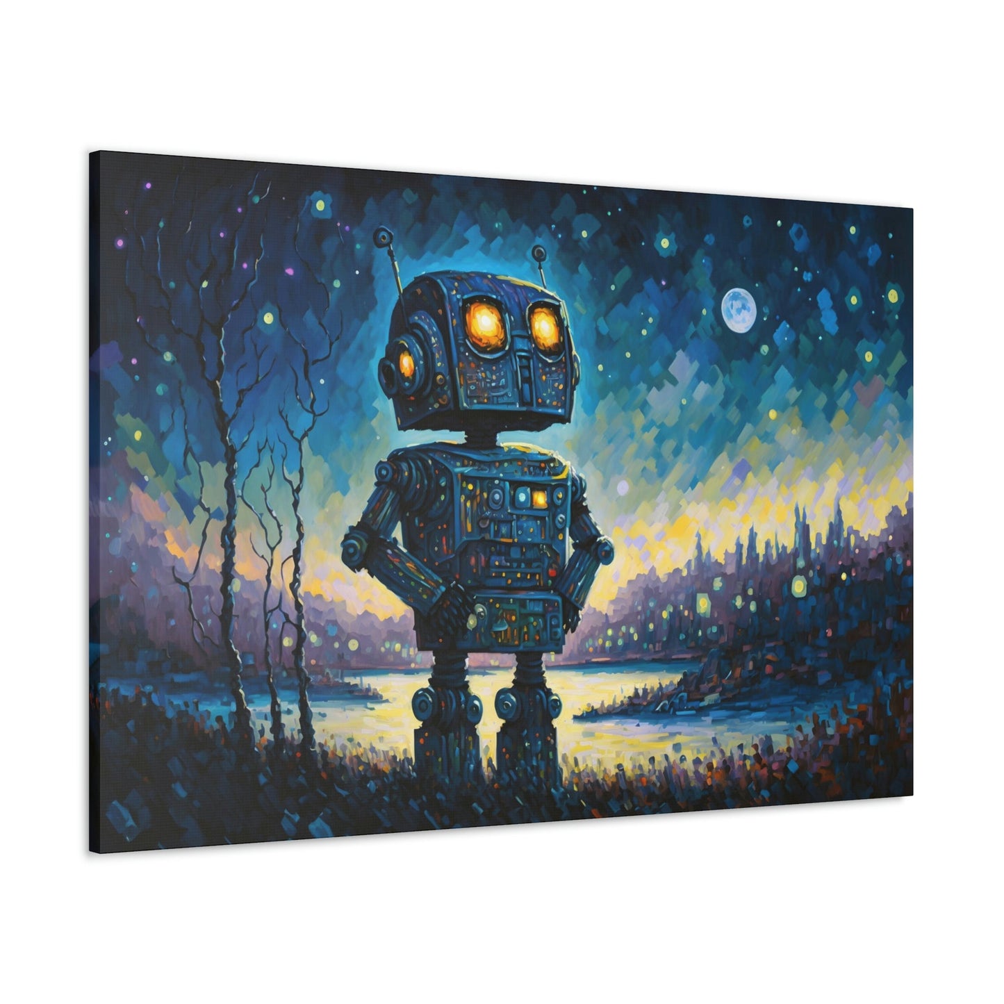 Robot Starry Night Canvas Art