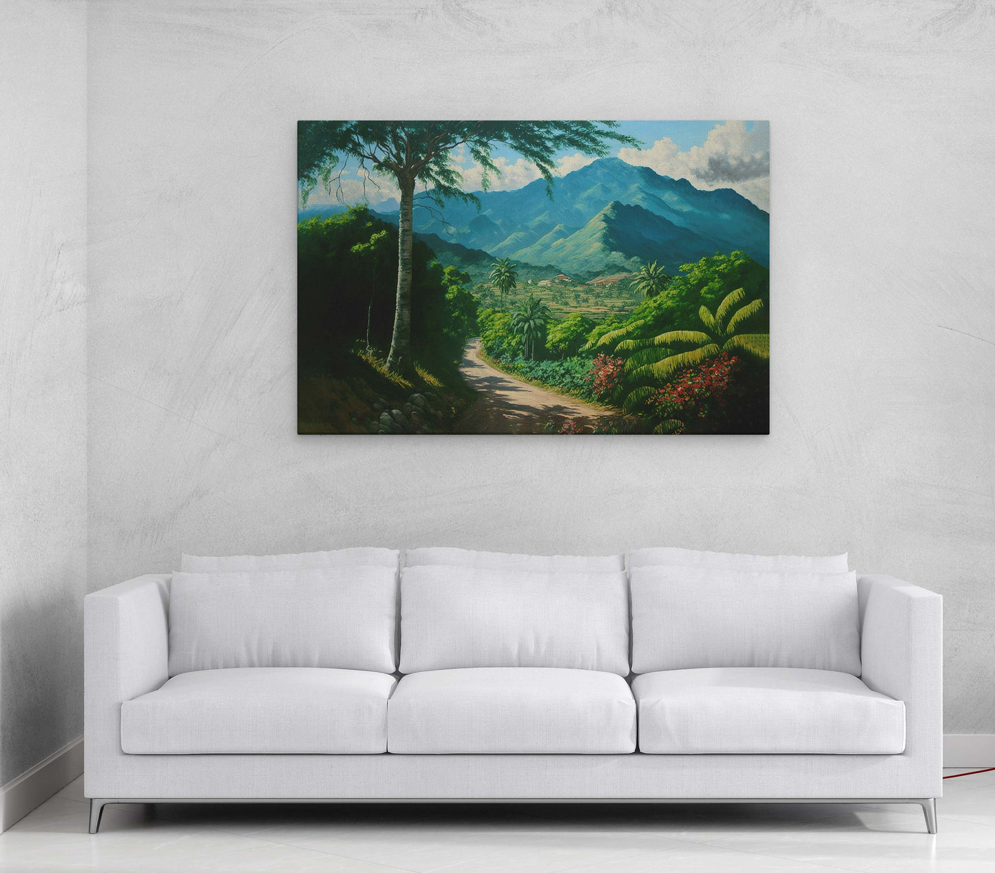 Blue Mountains Jamaica Canvas Art Ready To Hang Large Print, Oil Painting, Landscape