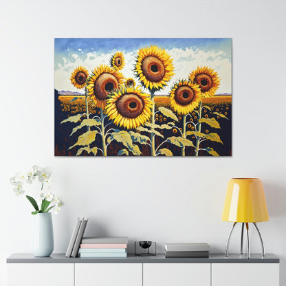Sunflowers Colorful Canvas Art Ready To Hang Large Print, Oil Painting, Flowers, Floral