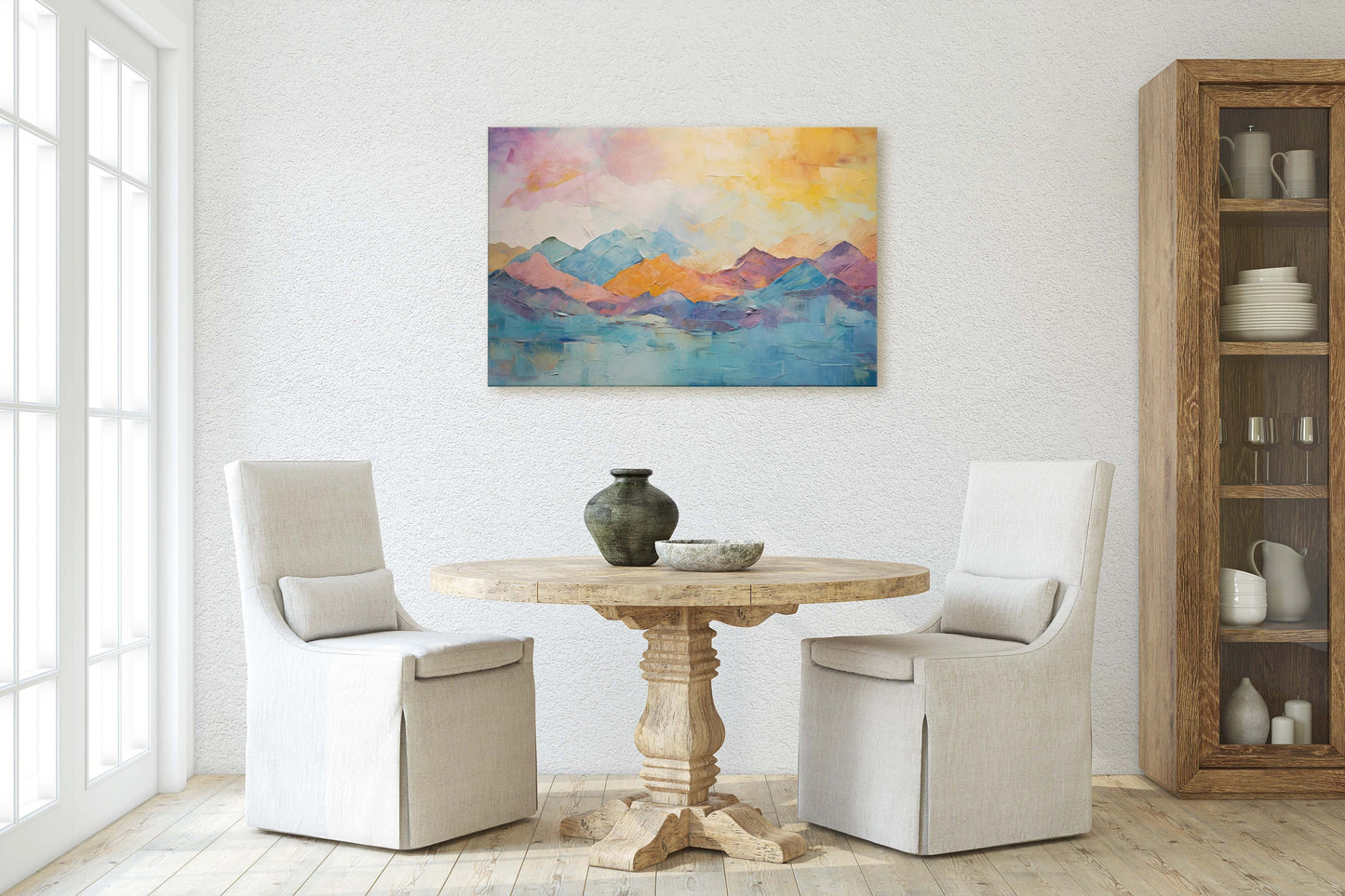 Abstract Mountains, Impressionist Art, Mountain Landscape, Scenic Decor, Painting Print, Framed Canvas, Large Art Print